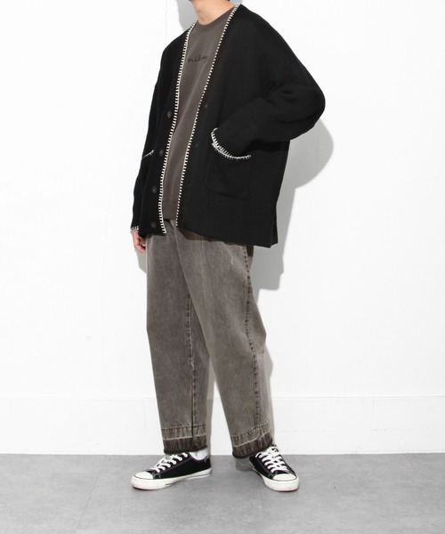 NILWAY（ニルウェイ）の「ヘビーオンスヘムダメージセンタープレスワイドデニムパンツ（デニムパンツ・メンズ・オフホワイト/サックスブルー/チャコール・MEDIUM/LARGE/X-LARGE）」の19枚目の写真