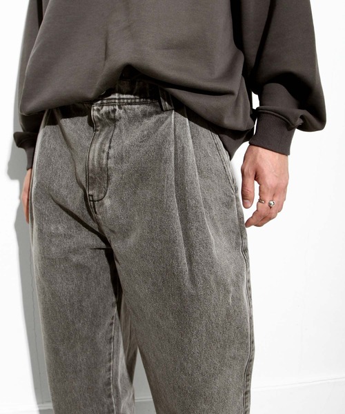 NILWAY（ニルウェイ）の「ヘビーオンスヘムダメージセンタープレスワイドデニムパンツ（デニムパンツ・メンズ・オフホワイト/サックスブルー/チャコール・MEDIUM/LARGE/X-LARGE）」の14枚目の写真