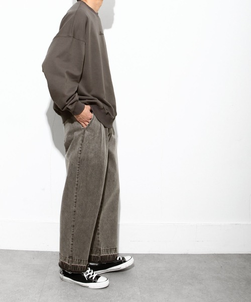NILWAY（ニルウェイ）の「ヘビーオンスヘムダメージセンタープレスワイドデニムパンツ（デニムパンツ・メンズ・オフホワイト/サックスブルー/チャコール・MEDIUM/LARGE/X-LARGE）」の9枚目の写真