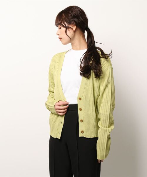 STYLEBLOCK(スタイルブロック)の「麻タッチリブショートカーディガン(カーディガン/ボレロ・レディース・イエロー/ブラック/ライトベージュ/アイボリー/ピンク・M)」の4枚目の写真