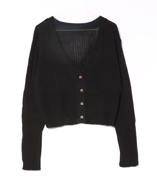 STYLEBLOCK(スタイルブロック)の「麻タッチリブショートカーディガン(カーディガン/ボレロ・レディース・イエロー/ブラック/ライトベージュ/アイボリー/ピンク・M)」の2枚目の写真