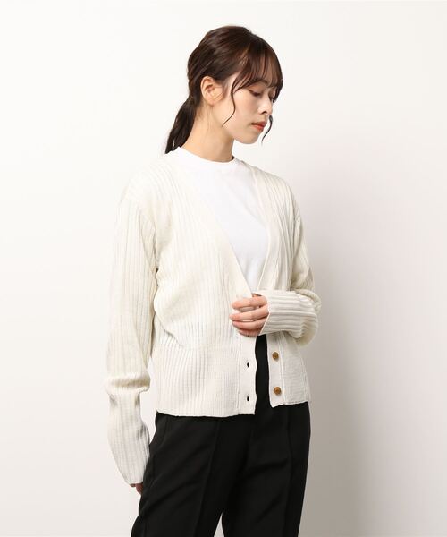 STYLEBLOCK(スタイルブロック)の「麻タッチリブショートカーディガン(カーディガン/ボレロ・レディース・イエロー/ブラック/ライトベージュ/アイボリー/ピンク・M)」の8枚目の写真