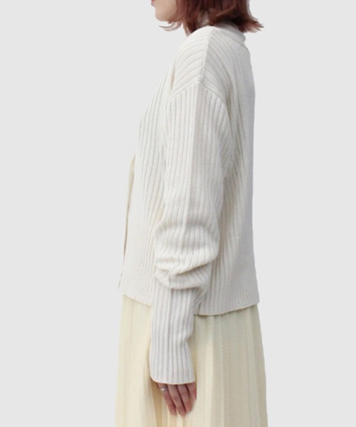 STYLEBLOCK(スタイルブロック)の「麻タッチリブショートカーディガン(カーディガン/ボレロ・レディース・イエロー/ブラック/ライトベージュ/アイボリー/ピンク・M)」の9枚目の写真