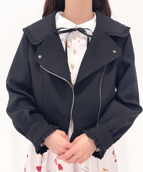 Honey Cinnamon(ハニーシナモン)の「ボリュームスリーブライダース(ライダースジャケット・レディース・ブラック・FREE)」の12枚目の写真