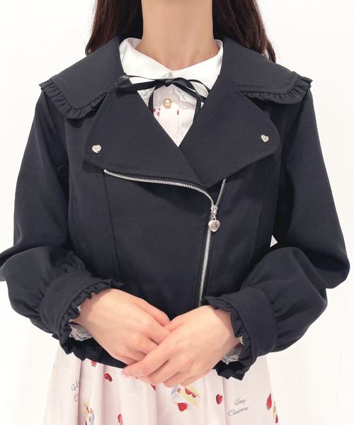 Honey Cinnamon(ハニーシナモン)の「ボリュームスリーブライダース(ライダースジャケット・レディース・ブラック・FREE)」の6枚目の写真