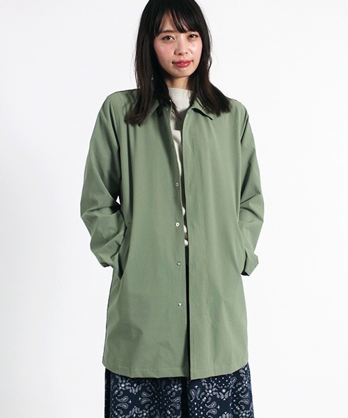 D.M.G.（ドミンゴ）の「[D.M.G. /ディーエムジー]　ナイロンクロス　パッカブルコート（ステンカラーコート・レディース・イエロー系その他/ブラック/ライトグリーン/ネイビー・3/2）」の2枚目の写真