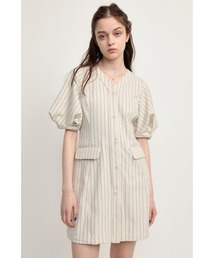 SLY | V/N TUCK PUFF SLEEVE S/OP Vネック タック パフスリーブ ショートワンピース(ワンピース)