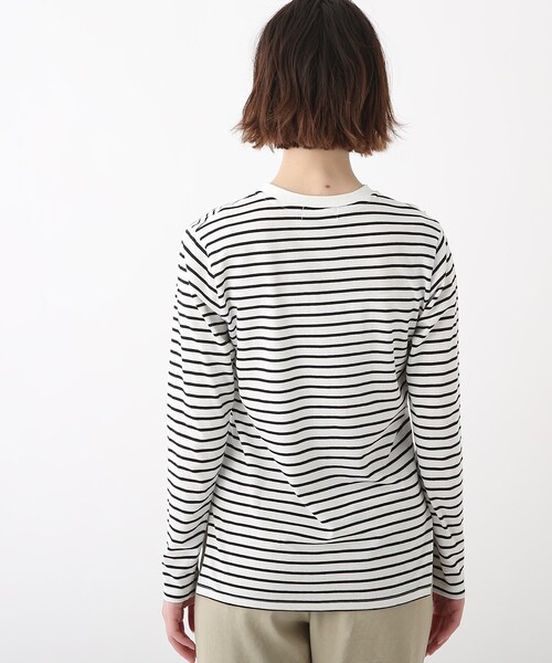 OPAQUE.CLIP(オペークドットクリップ)の「◆オーガニックコットン強撚天竺 ロングスリーブTシャツ(Tシャツ/カットソー・レディース・ホワイト系/ブラック/ホワイト系その他3/ブラウン系その他5/ブルー系7・36/38/40/42)」の8枚目の写真