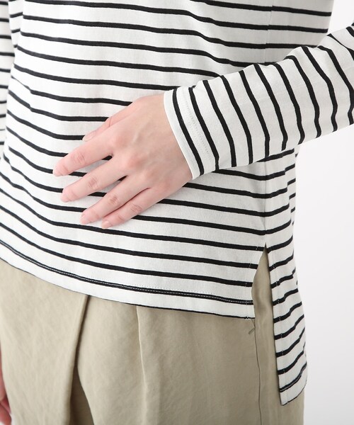 OPAQUE.CLIP(オペークドットクリップ)の「◆オーガニックコットン強撚天竺 ロングスリーブTシャツ(Tシャツ/カットソー・レディース・ホワイト系/ブラック/ホワイト系その他3/ブラウン系その他5/ブルー系7・36/38/40/42)」の10枚目の写真