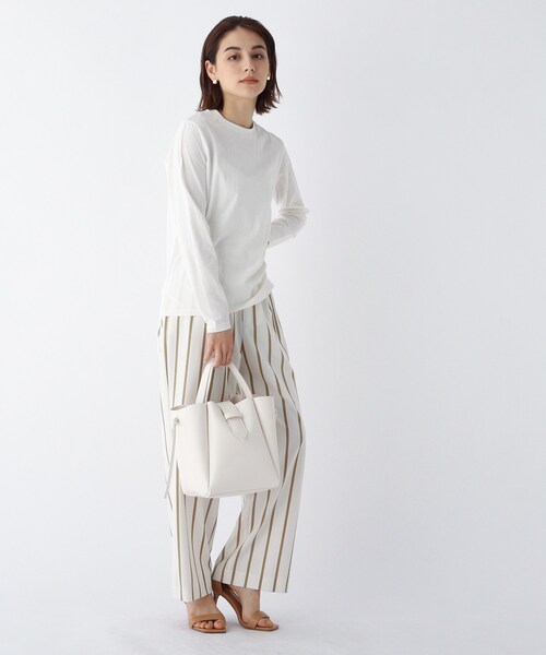 OPAQUE.CLIP(オペークドットクリップ)の「◆オーガニックコットン強撚天竺 ロングスリーブTシャツ(Tシャツ/カットソー・レディース・ホワイト系/ブラック/ホワイト系その他3/ブラウン系その他5/ブルー系7・36/38/40/42)」の12枚目の写真