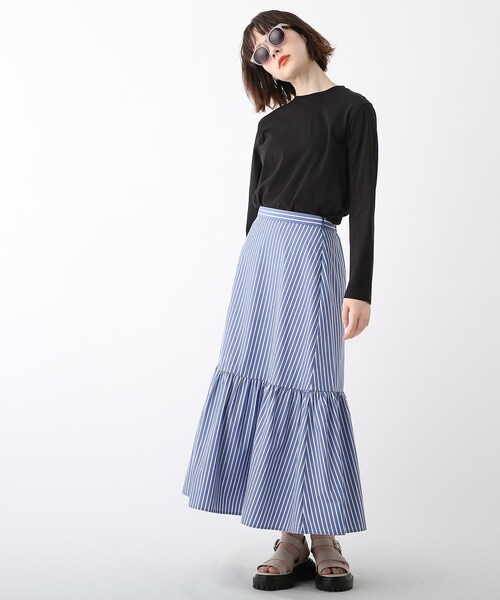 OPAQUE.CLIP(オペークドットクリップ)の「◆オーガニックコットン強撚天竺 ロングスリーブTシャツ(Tシャツ/カットソー・レディース・ホワイト系/ブラック/ホワイト系その他3/ブラウン系その他5/ブルー系7・36/38/40/42)」の14枚目の写真