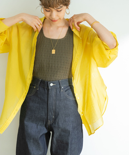 URBAN RESEARCH（アーバンリサーチ）の「シアーギャザーチュニックブラウス（シャツ/ブラウス・レディース・ブラック/ベージュ/パープル系その他/イエロー・38/36）」の16枚目の写真