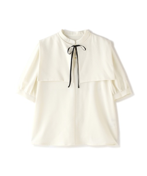 N.（N. Natural Beauty Basic）（エヌエヌナチュラルビューティーベーシック）の「◆襟付とろみ５分袖ブラウス（Tシャツ/カットソー・レディース・ブラック/ブルー/ホワイト・MEDIUM）」の21枚目の写真