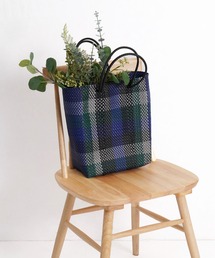salle de bal | メルカド バッグ レイヤード チェック お買い物バッグ かごバッグ Mercado bag RAB(かごバッグ)