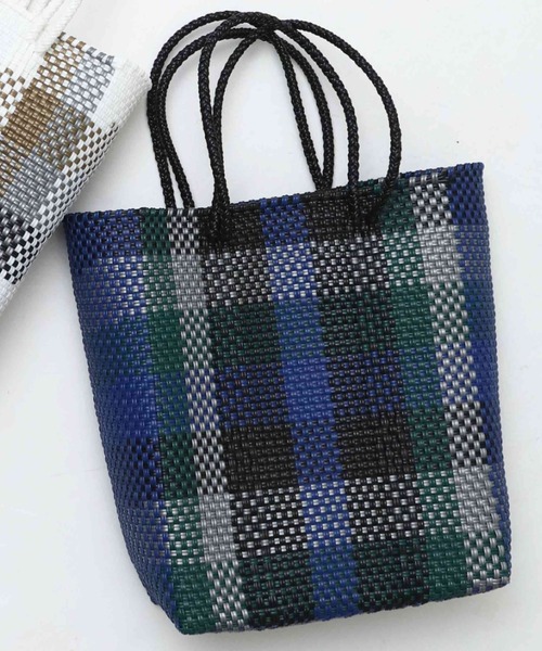 salle de bal（サルデバル）の「メルカド バッグ レイヤード チェック お買い物バッグ かごバッグ Mercado bag RAB（かごバッグ・レディース・グリーン/ゴールド・FREE）」の15枚目の写真