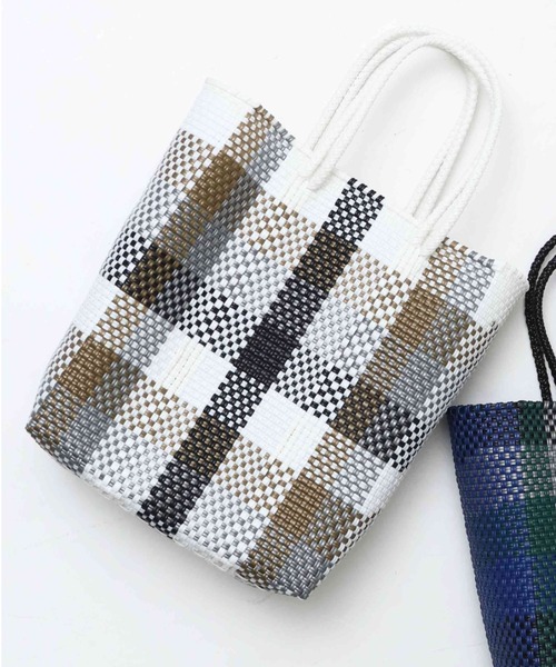 salle de bal（サルデバル）の「メルカド バッグ レイヤード チェック お買い物バッグ かごバッグ Mercado bag RAB（かごバッグ・レディース・グリーン/ゴールド・FREE）」の13枚目の写真