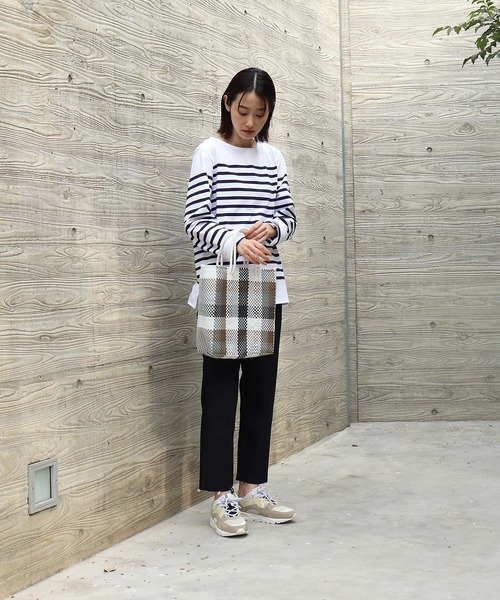 salle de bal（サルデバル）の「メルカド バッグ レイヤード チェック お買い物バッグ かごバッグ Mercado bag RAB（かごバッグ・レディース・グリーン/ゴールド・FREE）」の9枚目の写真