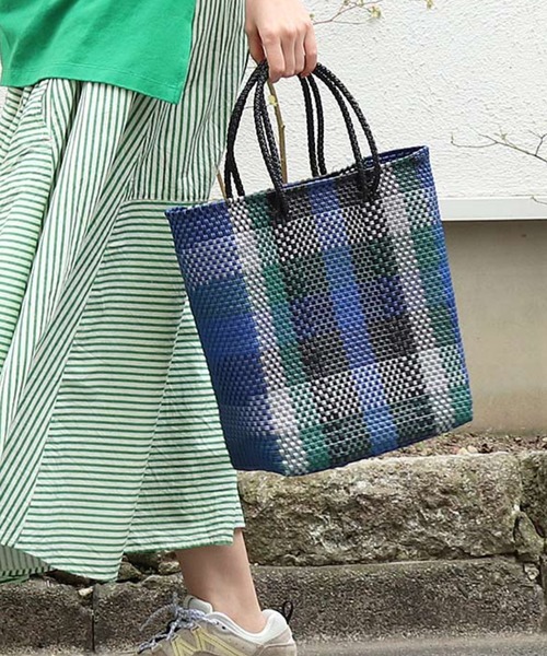 salle de bal（サルデバル）の「メルカド バッグ レイヤード チェック お買い物バッグ かごバッグ Mercado bag RAB（かごバッグ・レディース・グリーン/ゴールド・FREE）」の16枚目の写真