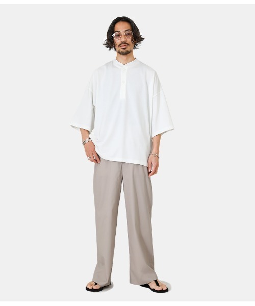 PORT BY ARK（ポートバイアーク）の「PORT BY ARK / ポートバイアーク：Henry neck SS T-shirt：PO11-T005[COR]（Tシャツ/カットソー・メンズ・オフホワイト/チャコール・2）」の11枚目の写真
