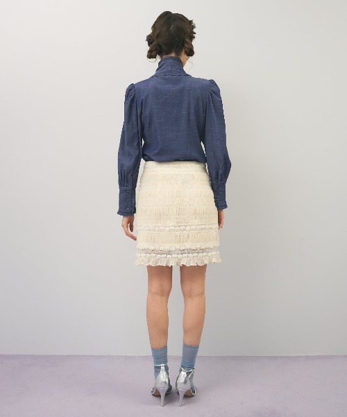 MIRO AMURETTE（ミロアミュレット）の「denim ribbon tie blouse/デニムリボンタイブラウス（シャツ/ブラウス・レディース・インディゴブルー・FREE）」の6枚目の写真