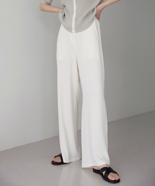 UNE MANSION（ユヌマンション）の「ワイドバックゴムスラックス（スラックス・レディース・スカイブルー/ブラック/ミント/クリーム/チャコール・SMALL/MEDIUM/LARGE）」の4枚目の写真