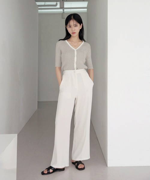 UNE MANSION（ユヌマンション）の「ワイドバックゴムスラックス（スラックス・レディース・スカイブルー/ブラック/ミント/クリーム/チャコール・SMALL/MEDIUM/LARGE）」の6枚目の写真