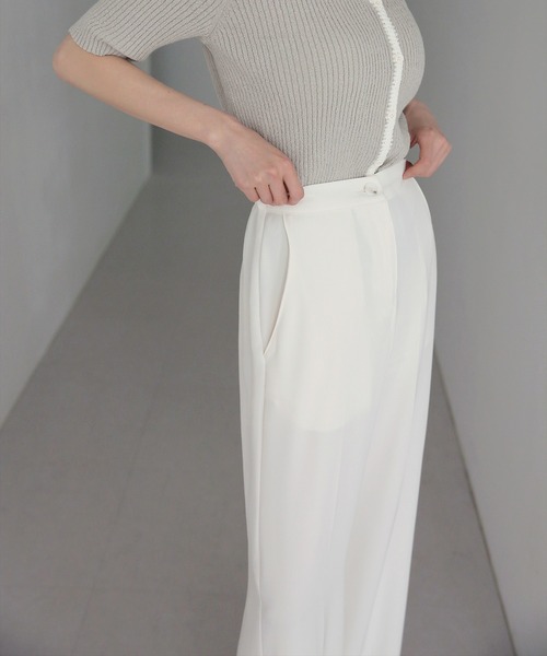 UNE MANSION（ユヌマンション）の「ワイドバックゴムスラックス（スラックス・レディース・スカイブルー/ブラック/ミント/クリーム/チャコール・SMALL/MEDIUM/LARGE）」の7枚目の写真