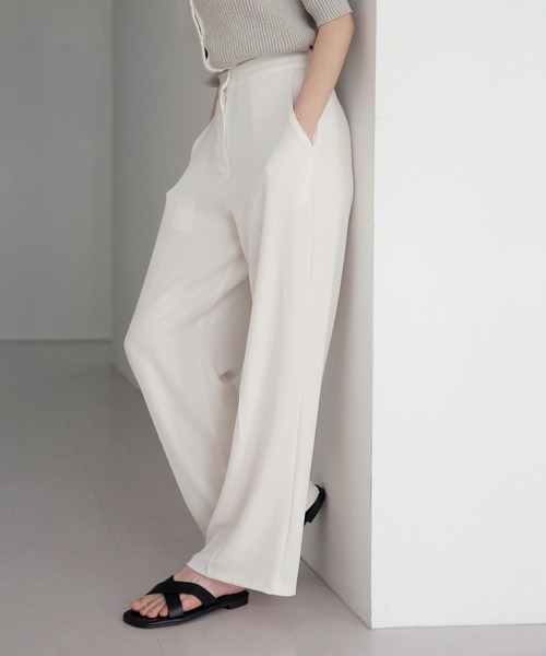 UNE MANSION（ユヌマンション）の「ワイドバックゴムスラックス（スラックス・レディース・スカイブルー/ブラック/ミント/クリーム/チャコール・SMALL/MEDIUM/LARGE）」の8枚目の写真