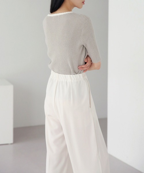 UNE MANSION（ユヌマンション）の「ワイドバックゴムスラックス（スラックス・レディース・スカイブルー/ブラック/ミント/クリーム/チャコール・SMALL/MEDIUM/LARGE）」の9枚目の写真