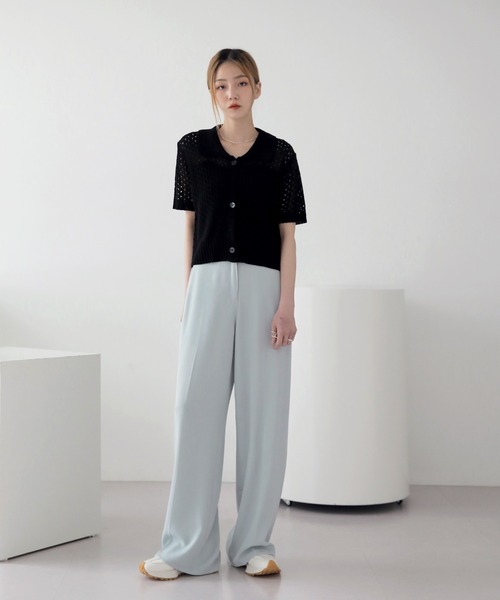 UNE MANSION（ユヌマンション）の「ワイドバックゴムスラックス（スラックス・レディース・スカイブルー/ブラック/ミント/クリーム/チャコール・SMALL/MEDIUM/LARGE）」の16枚目の写真