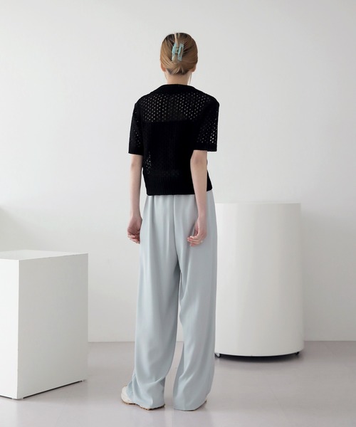 UNE MANSION（ユヌマンション）の「ワイドバックゴムスラックス（スラックス・レディース・スカイブルー/ブラック/ミント/クリーム/チャコール・SMALL/MEDIUM/LARGE）」の17枚目の写真