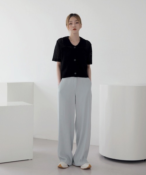 UNE MANSION（ユヌマンション）の「ワイドバックゴムスラックス（スラックス・レディース・スカイブルー/ブラック/ミント/クリーム/チャコール・SMALL/MEDIUM/LARGE）」の19枚目の写真