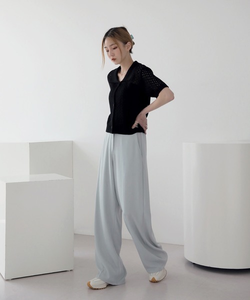 UNE MANSION（ユヌマンション）の「ワイドバックゴムスラックス（スラックス・レディース・スカイブルー/ブラック/ミント/クリーム/チャコール・SMALL/MEDIUM/LARGE）」の20枚目の写真