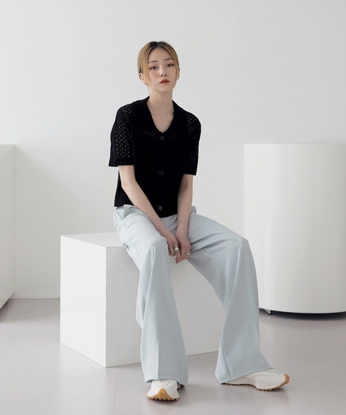 UNE MANSION（ユヌマンション）の「ワイドバックゴムスラックス（スラックス・レディース・スカイブルー/ブラック/ミント/クリーム/チャコール・SMALL/MEDIUM/LARGE）」の21枚目の写真