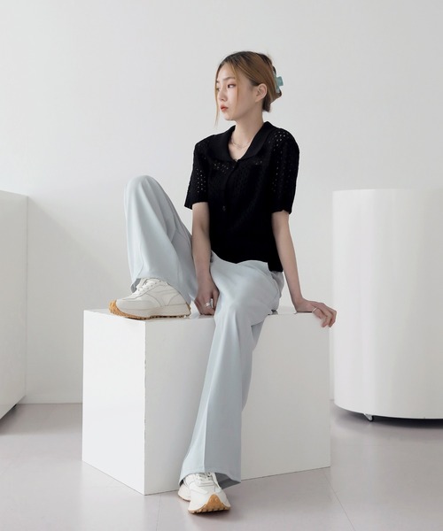 UNE MANSION（ユヌマンション）の「ワイドバックゴムスラックス（スラックス・レディース・スカイブルー/ブラック/ミント/クリーム/チャコール・SMALL/MEDIUM/LARGE）」の22枚目の写真