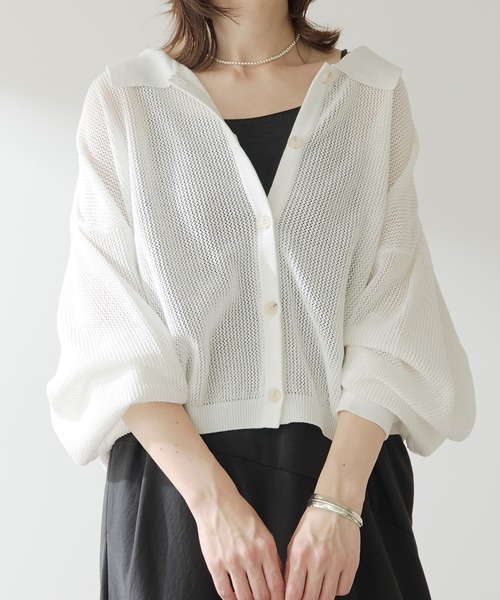 COLLAGE GALLARDAGALANTE(コラージュガリャルダガランテ)の「夏服に羽織れる/秋のスタートに/メッシュカーデ(カーディガン/ボレロ・レディース・ホワイト/ブラック/ベージュ・FREE)」の20枚目の写真