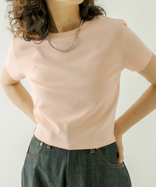 mystic（ミスティック）の「コンパクトTシャツ（Tシャツ/カットソー・レディース・オフホワイト/ブラック/グリーン/ブルー/ピンク・FREE）」の5枚目の写真