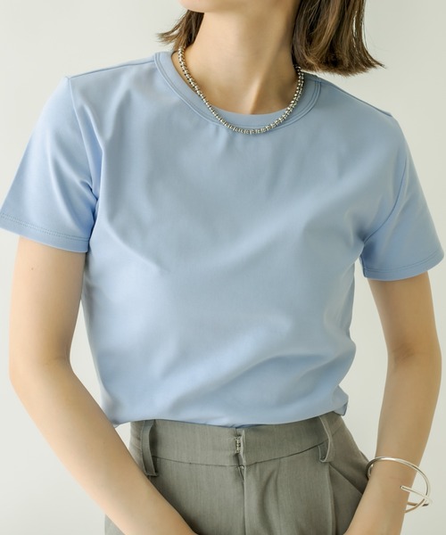 mystic（ミスティック）の「コンパクトTシャツ（Tシャツ/カットソー・レディース・オフホワイト/ブラック/グリーン/ブルー/ピンク・FREE）」の4枚目の写真