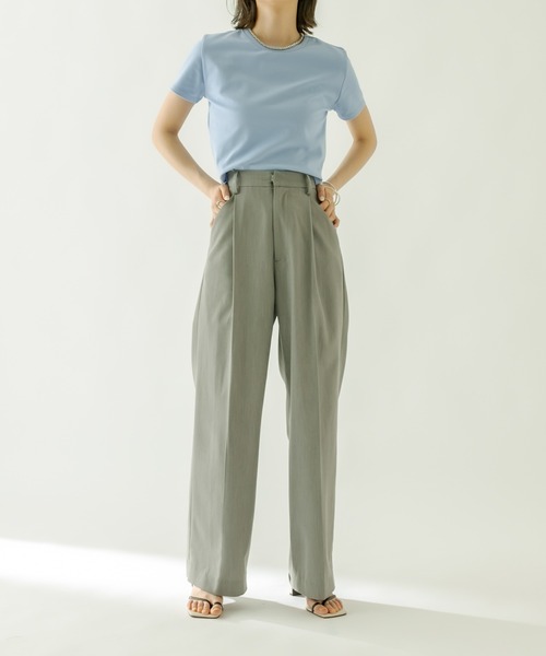 mystic（ミスティック）の「コンパクトTシャツ（Tシャツ/カットソー・レディース・オフホワイト/ブラック/グリーン/ブルー/ピンク・FREE）」の6枚目の写真