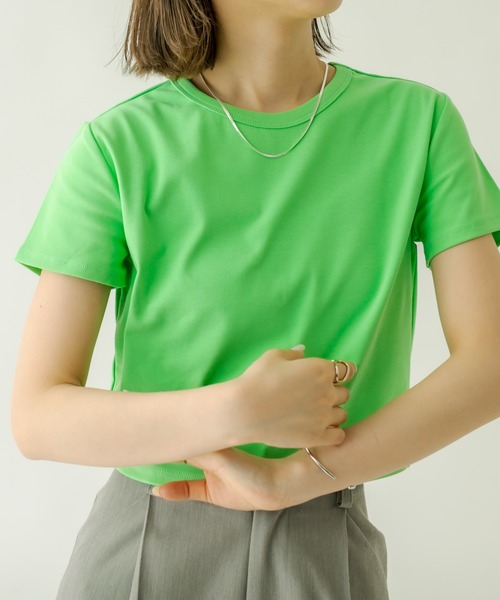 mystic（ミスティック）の「コンパクトTシャツ（Tシャツ/カットソー・レディース・オフホワイト/ブラック/グリーン/ブルー/ピンク・FREE）」の7枚目の写真