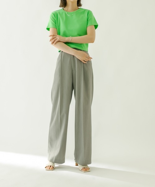 mystic（ミスティック）の「コンパクトTシャツ（Tシャツ/カットソー・レディース・オフホワイト/ブラック/グリーン/ブルー/ピンク・FREE）」の10枚目の写真