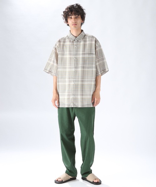 niko and...（ニコアンド）の「からみワイドショートスリーブシャツ（シャツ/ブラウス・メンズ・ネイビー/グレー/アイボリー・MEDIUM/LARGE）」の12枚目の写真