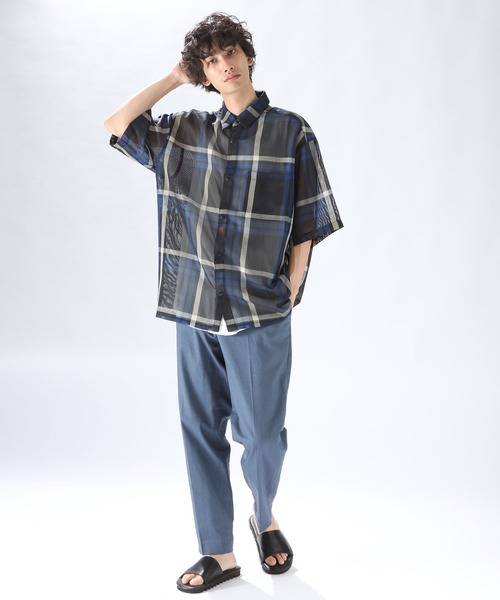 niko and...（ニコアンド）の「からみワイドショートスリーブシャツ（シャツ/ブラウス・メンズ・ネイビー/グレー/アイボリー・MEDIUM/LARGE）」の14枚目の写真