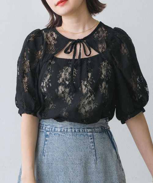 RETRO GIRL（レトロガール）の「レース2wayボレロBL（シャツ/ブラウス・レディース・ブラック/オフホワイト/アイボリー・FREE）」の3枚目の写真