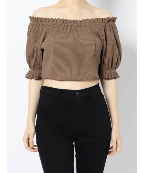 EATME（イートミー）の「FRONTレースアップオフショルリブTOP（セットアップ可能）（Tシャツ/カットソー・レディース・アイボリー/ブラック/ブラウン・FREE）」の21枚目の写真