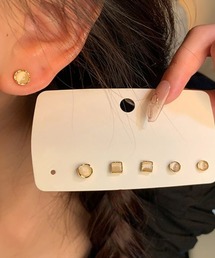 シルバ925ポスト キャッツアイ風ピアス3点セット