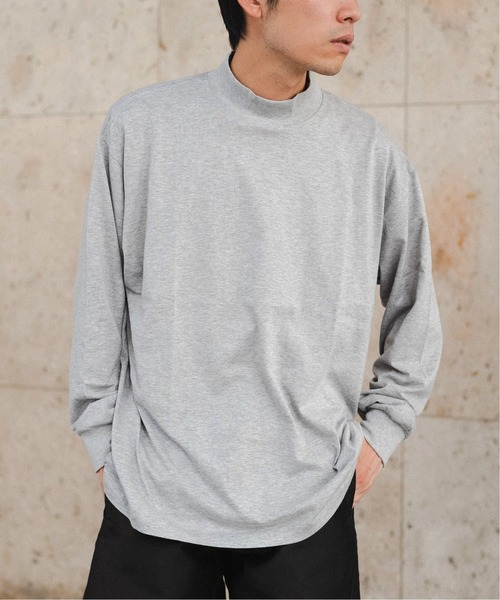 EDIFICE SELECT(エディフィスセレクト)の「【ETS.MATERIAUX / マテリオ】モックネックTシャツ(Tシャツ/カットソー・メンズ・グレー/ブラック・1)」の2枚目の写真