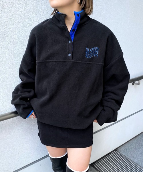 WHO'S WHO gallery(フーズフーギャラリー)の「【SLOPPY/スロッピー】フリースハーフボタントップス(その他トップス・レディース・ブラック/ネイビー/アイボリー/ホワイト系/ネイビー系/ブラック系・FREE/SMALL)」の4枚目の写真