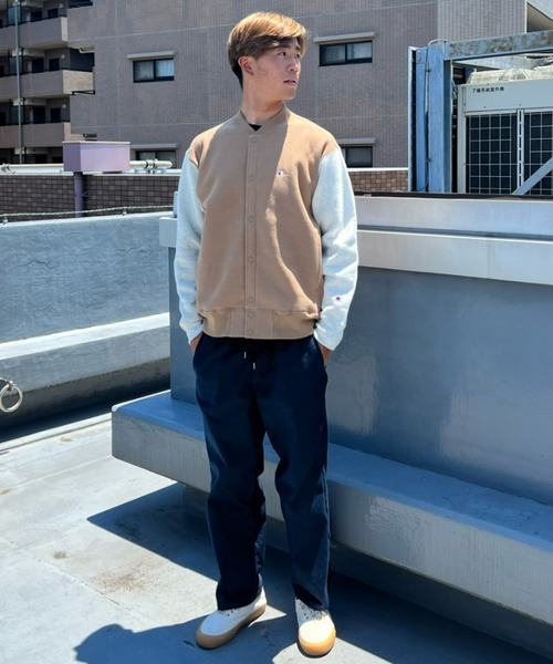 Champion(チャンピオン)の「CHAMPION/チャンピオン リバースウィーブ スウェットブルゾン バイカラー/ワンポイント Vネックトレーナー C3-W013(スウェット・メンズ・ブルー/グレー/ブラウン/カーキ・M/XL/L)」の10枚目の写真