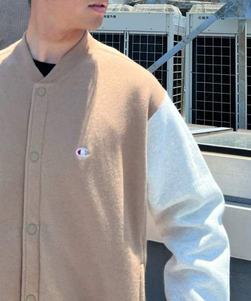 Champion(チャンピオン)の「CHAMPION/チャンピオン リバースウィーブ スウェットブルゾン バイカラー/ワンポイント Vネックトレーナー C3-W013(スウェット・メンズ・ブルー/グレー/ブラウン/カーキ・M/XL/L)」の9枚目の写真